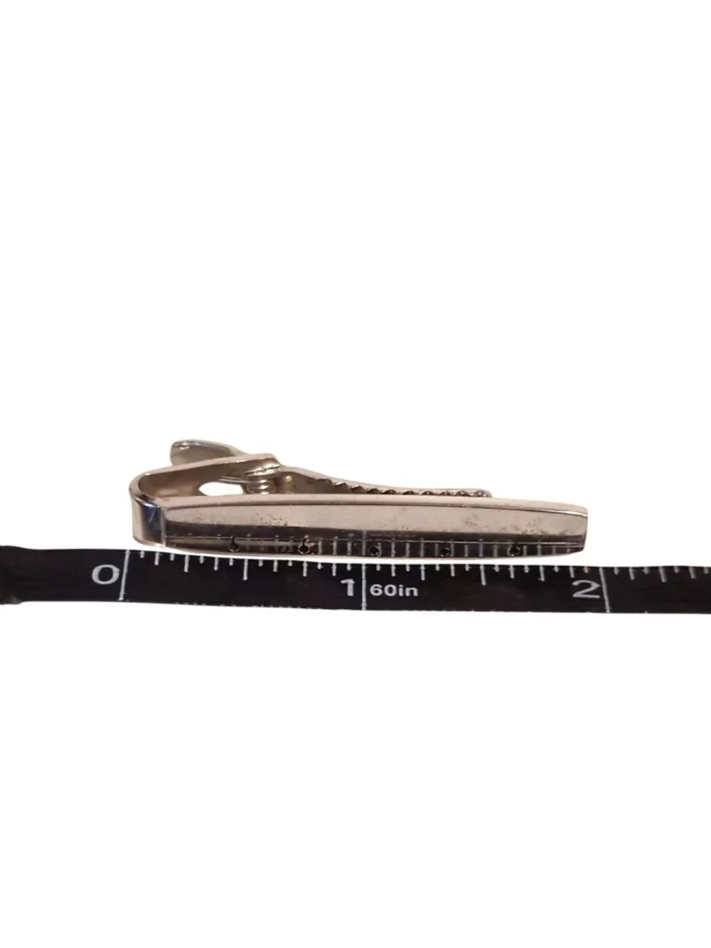 Speidel Silver Tone Cufflinks Tie Clip Set Cutout Design Vintage